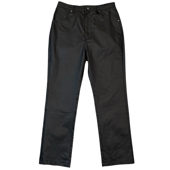 NWT Steve Madden Faux Leather Black Pants Size 24 Straight Leg High Rise - Picture 1 of 7